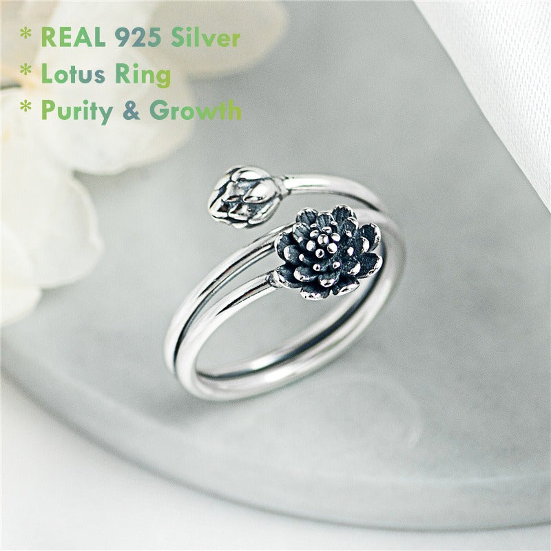 925 sterling silver lotus ring symbolic jewelry for purity and enlightenment
