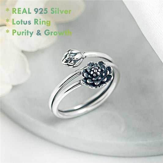 925 sterling silver lotus ring symbolic jewelry for purity and enlightenment