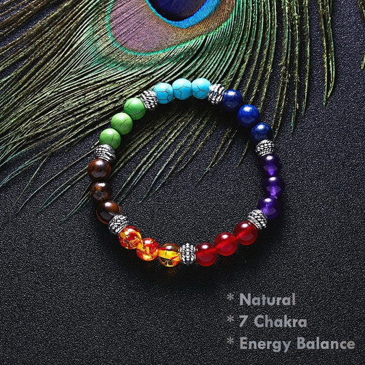 7 Chakra Energy Balance Bracelet with natural gemstones