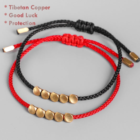 tibetan red string bracelet copper beads good luck protection unisex