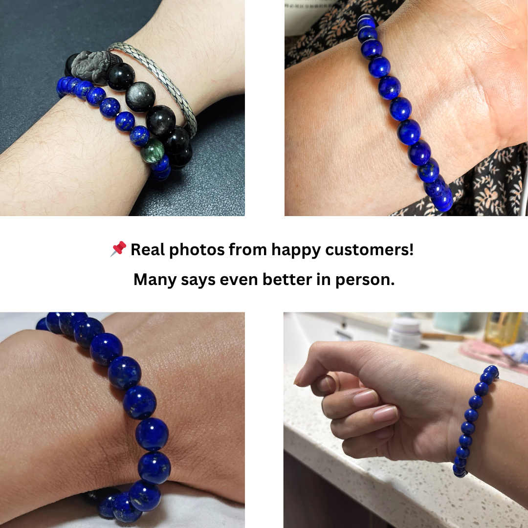handmade lapis lazuli bracelet blue gemstone gift high grade