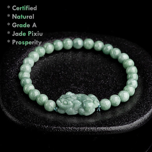 Certified Grade A Natural Jade Pixiu Bracelet Authentic Jadeite Jewelry
