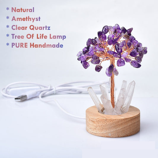 handmade amethyst crystal tree lamp natural gemstone decor