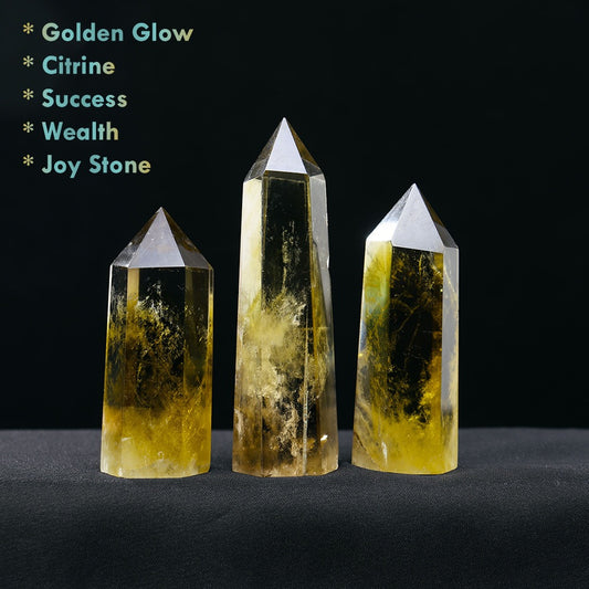 Natural Golden Citrine Crystal Point for Wealth and Success