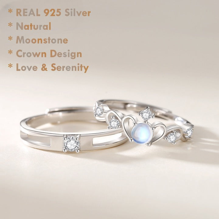 925 sterling silver moonstone ring crown design natural gemstone