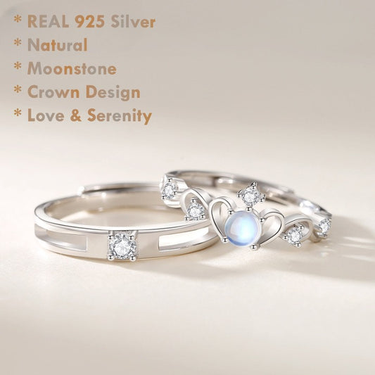 925 sterling silver moonstone ring crown design natural gemstone