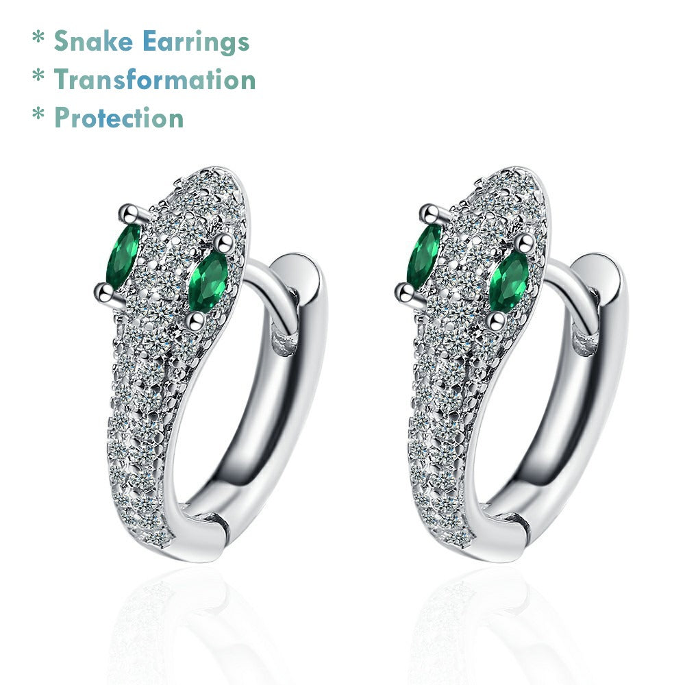 Silver Snake Hoop Earrings – Symbol of Transformation & Protection