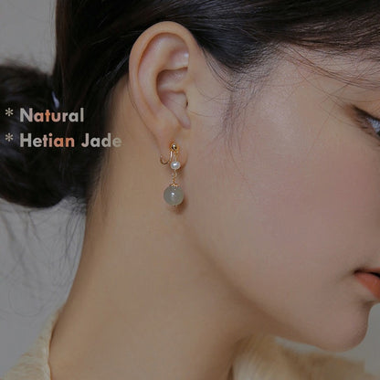 nephrite jade drop earrings sterling silver