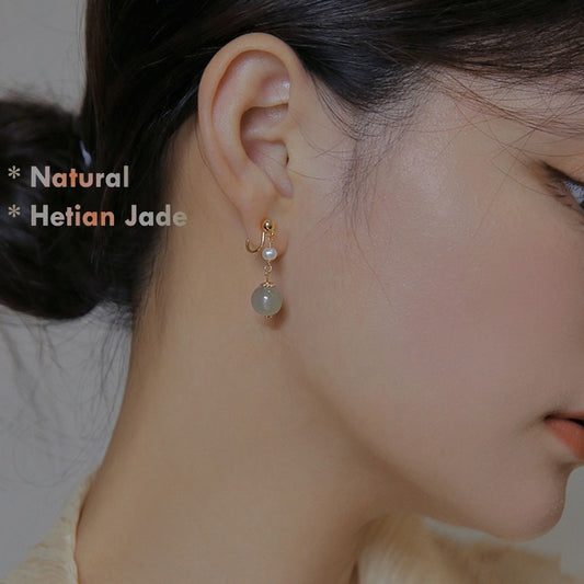 nephrite jade drop earrings sterling silver