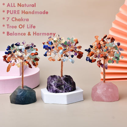 handmade 7-chakra crystal tree of life natural gemstone décor