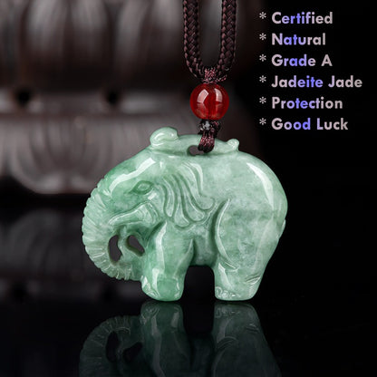 Certified natural jade jadeite elephant pendant necklace for men and women