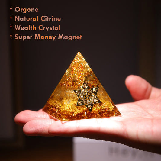 Orgone Citrine Pyramid natural crystal wealth energy generator