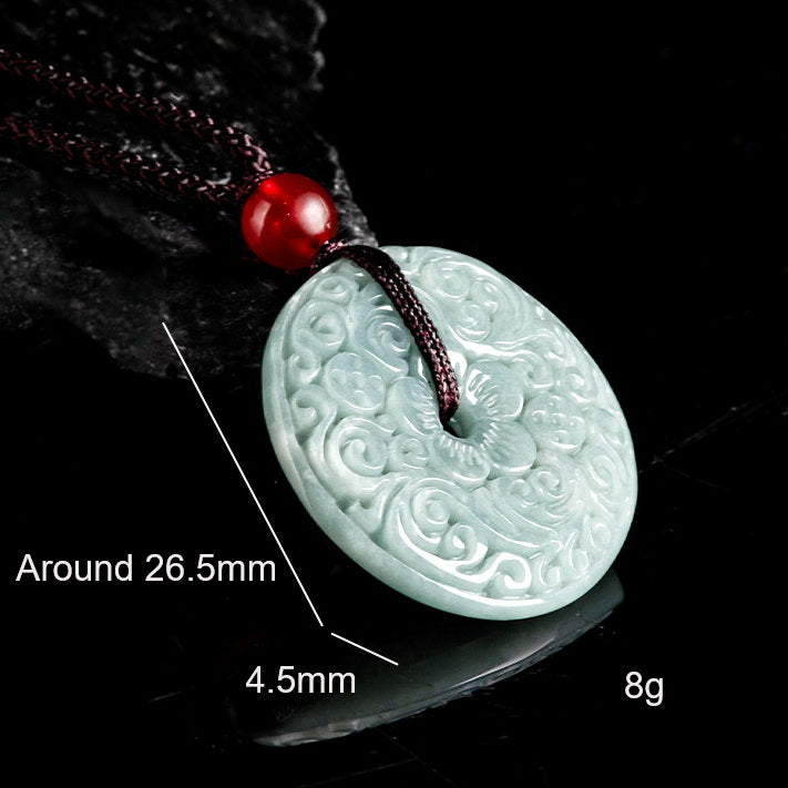 Certified Blue Water Jade Pendant Necklace Vintage Carved Design