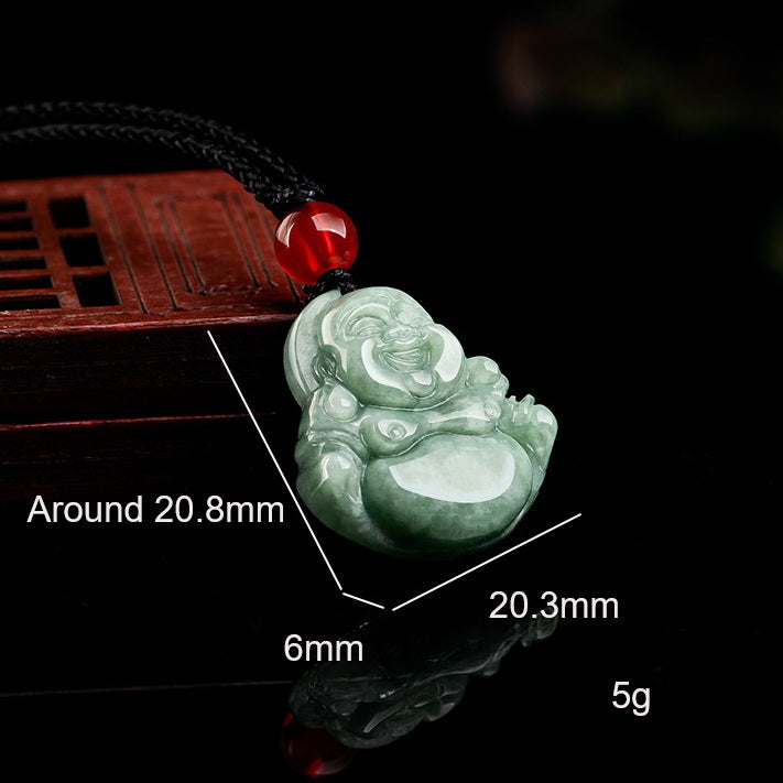 Smiling Buddha Feng Shui Wealth Amulet – Natural Jade Jewelry