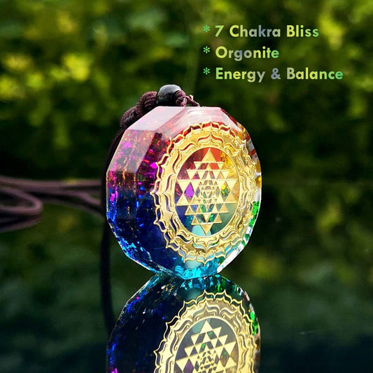 Orgonite 7 Chakra Necklace with Glowing Chakra Flakes