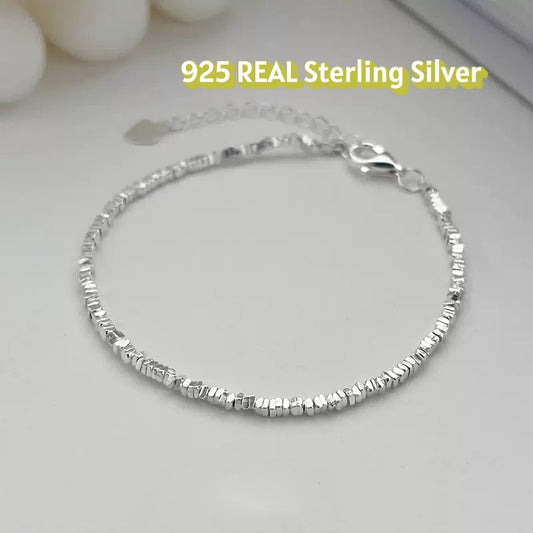 Real 925 Sterling Silver Shimmering Shred Bracelet – Elegant Minimalist Jewelry