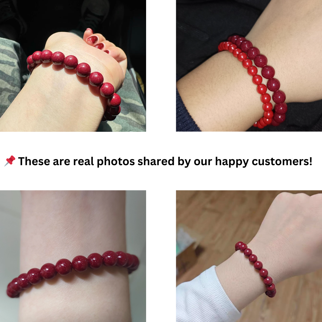 Authentic 90% Cinnabar Bracelet – Handcrafted Red Bead Design