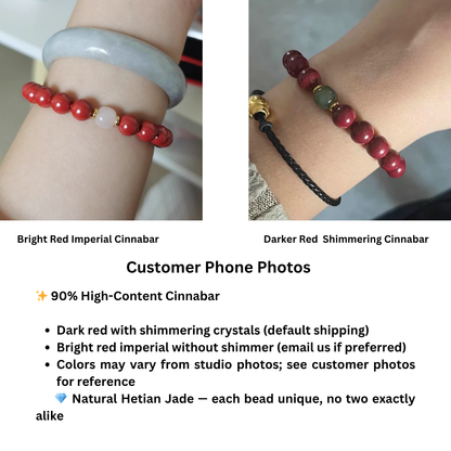 Handmade Feng Shui Energy Bracelet with 90 Red Cinnabar Beads