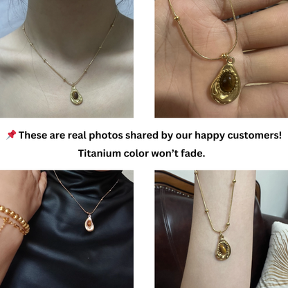 Natural Tiger’s Eye Pendant Necklace – Protective Stone for Focus & Confidence