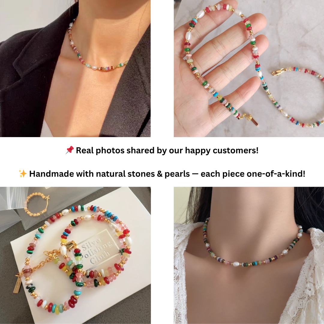 18K Gold Plated Chakra Gemstone & Pearl Necklace – Natural Healing Crystal Jewelry
