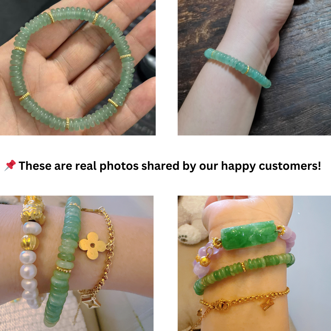 Natural Green Aventurine Bracelet – Flat Slice Beads for Luck & Prosperity