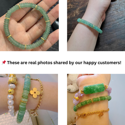 Natural Green Aventurine Bracelet – Flat Slice Beads for Luck & Prosperity