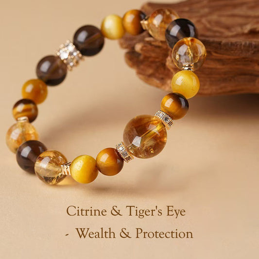 Citrine & Tiger's Eye Bracelet – Wealth, Abundance & Positive Energy