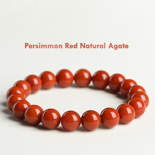 Natural Persimmon Red Agate Bracelet – Premium Quality Gemstone Beads