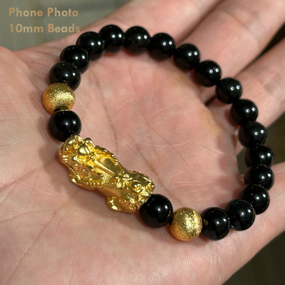Gold Pixiu charm bracelet for wealth and prosperity energy