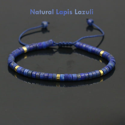 natural lapis lazuli 4mm bead bracelet with gold spacers