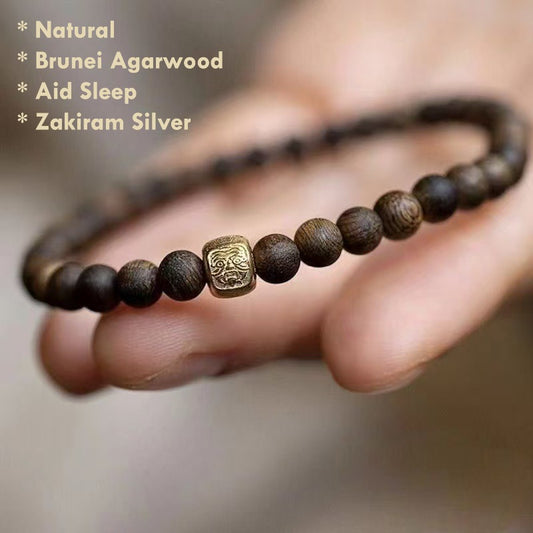 Natural Brunei Agarwood Bracelet – Authentic Oud Wood Beads