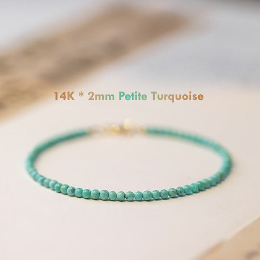 14k Gold Plated 2mm Turquoise Thin Bracelet – Minimalist Stackable Jewelry