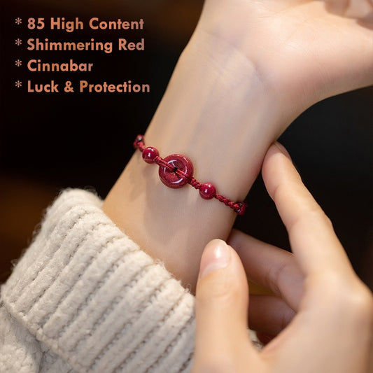 High-Content Red Cinnabar Donut Red String Bracelet – Feng Shui Luck & Protection Jewelry