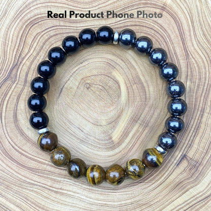 Triple Protection Bracelet made with Black Obsidian, Tiger Eye and Hematite