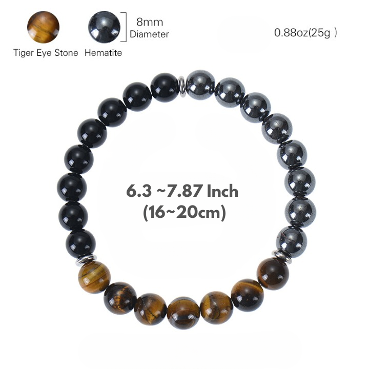 8mm natural gemstone bracelet for men with stretch cord