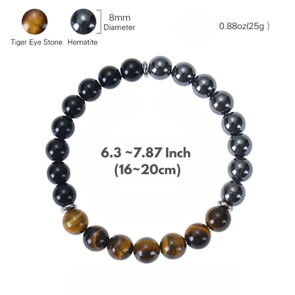 8mm natural gemstone bracelet for men with stretch cord
